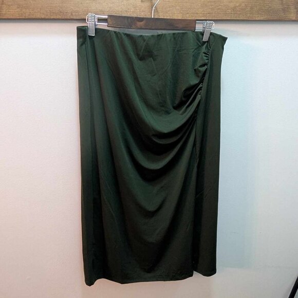 *3/$25* Women's Dark Green Pull On Elastic Waist Skirt - Size Large - Picture 4 of 7